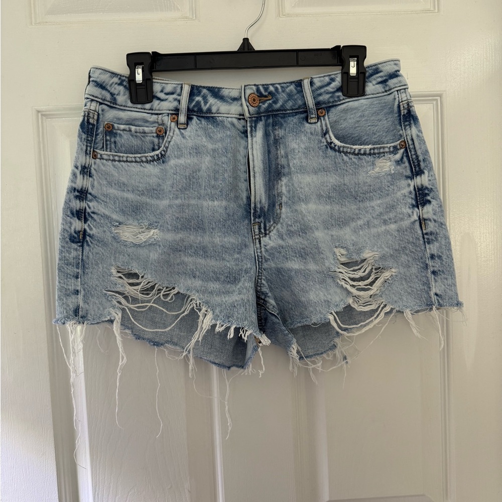 American Eagle Outfitters Ripped Light Blue Jean Shorts